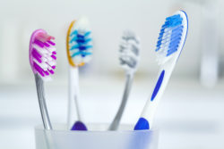 Tooth brushes in glass